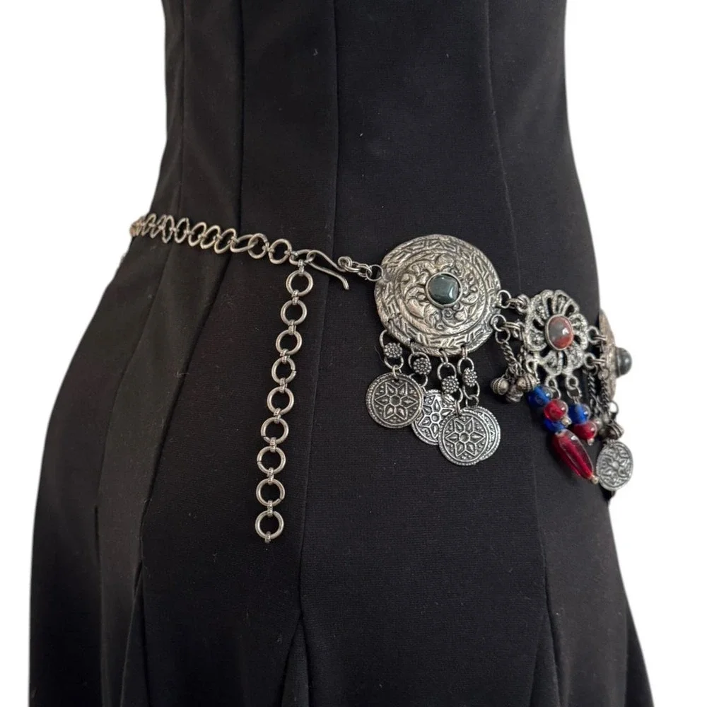 Vintage Traditional Coin Gemstone Kuchi Tribal-style Waist Belly Belt